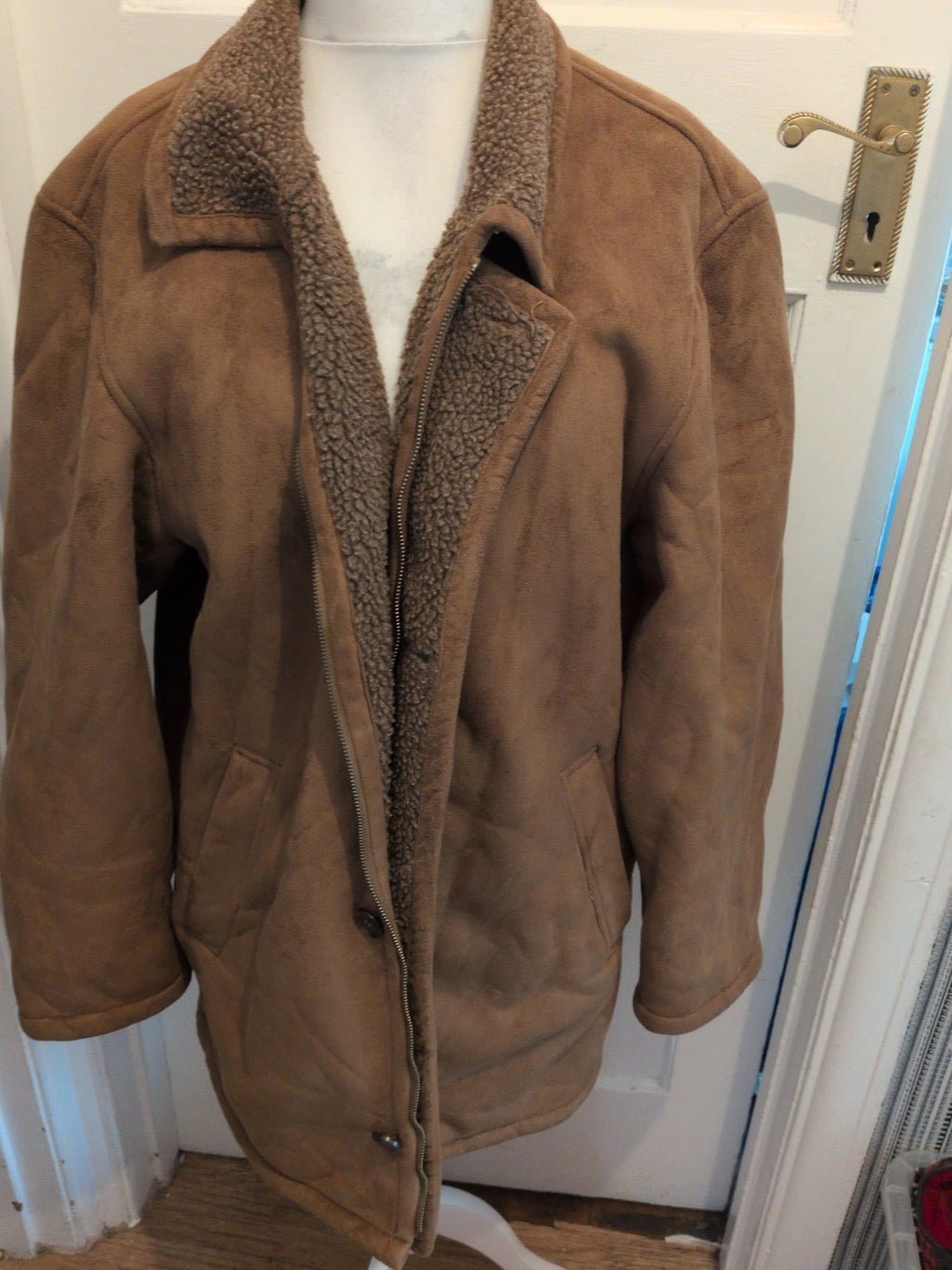 Downstairs 44R Brown Suede Fleece Lined Jacket