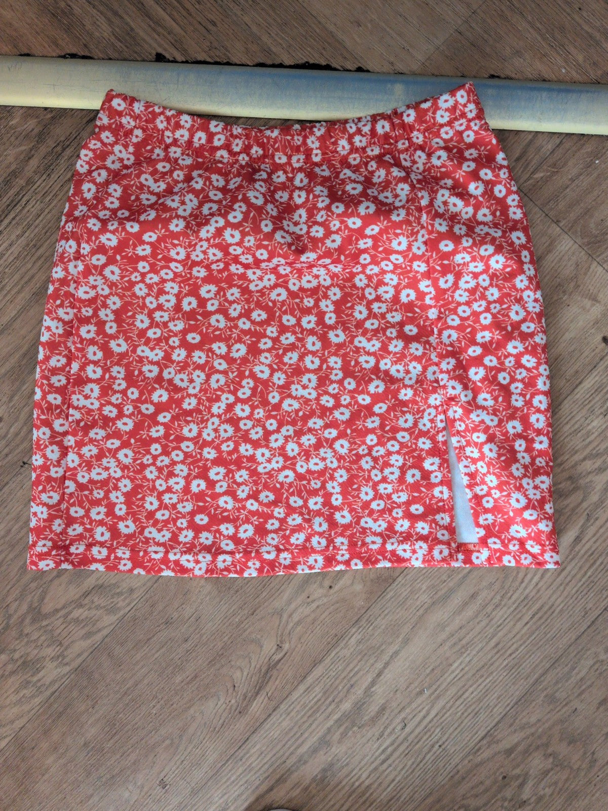 Shein XS Orange Floral Short Skirt Elasticated