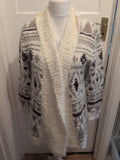 Peacocks Medium Fluffy Beige/Cream/Purple Open Cardigan