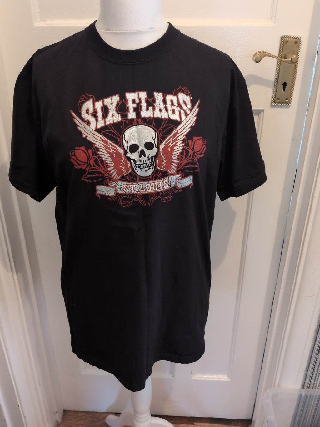 Six Flags Large Black Print Short Sleeve T-shirt