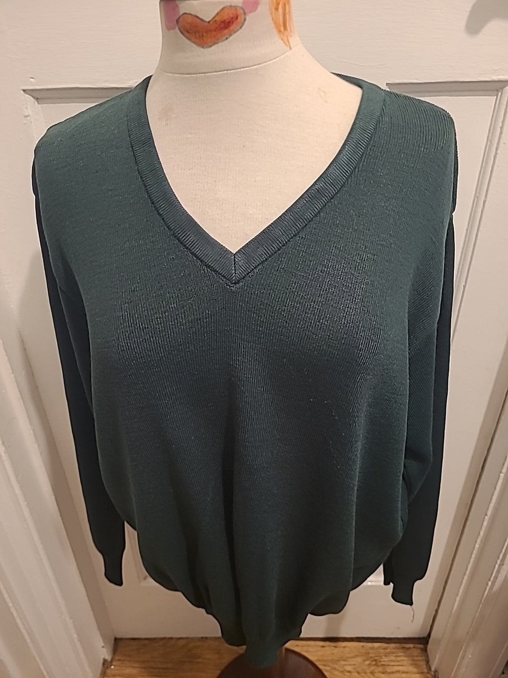 Mens TPA Balmoral Size 44" Green Long Sleeved Pullover Jumper