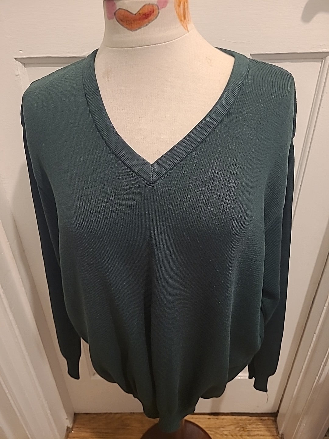 Mens TPA Balmoral Size 44" Green Long Sleeved Pullover Jumper