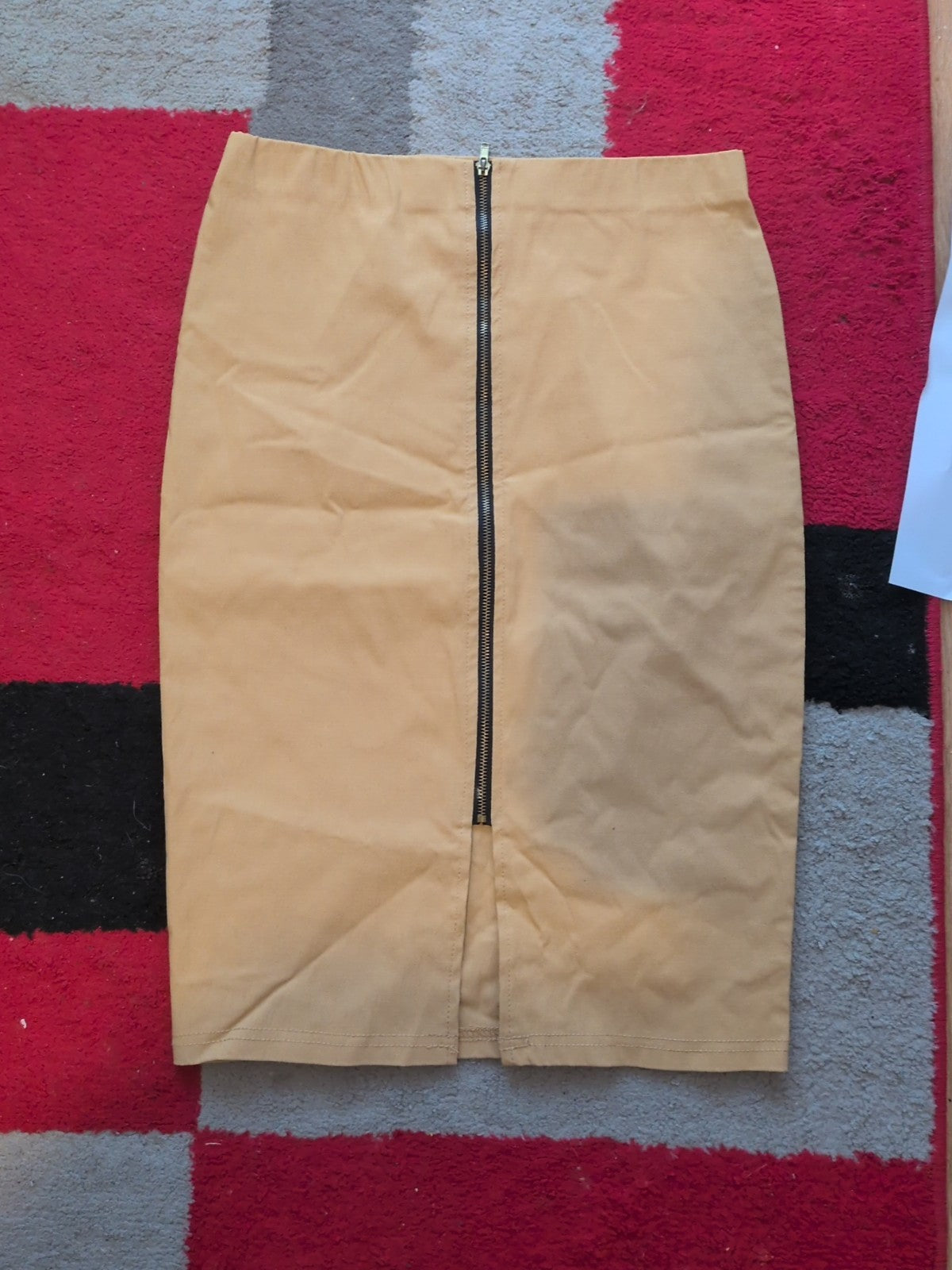 Ladies Primark Size 8 Camel Sand Pencil Skirt Zipped