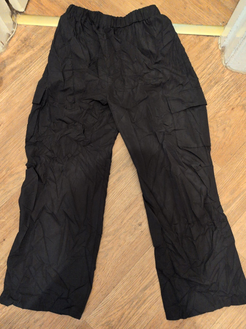 Ladies Yozy Large Black Elasticated Cargo Trousers