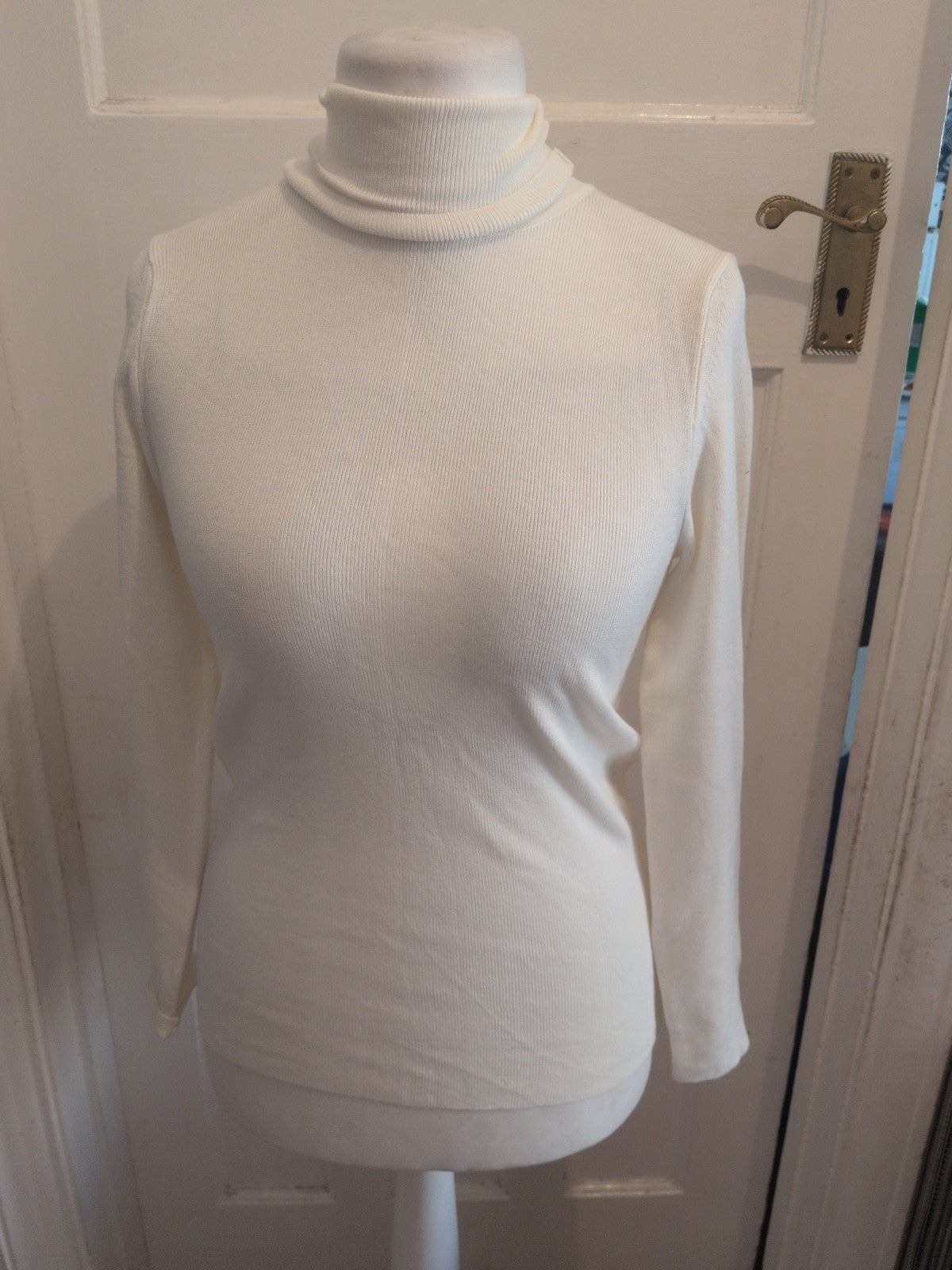 Ladies Primark Size Large White Soft Touch High Neck Jumper