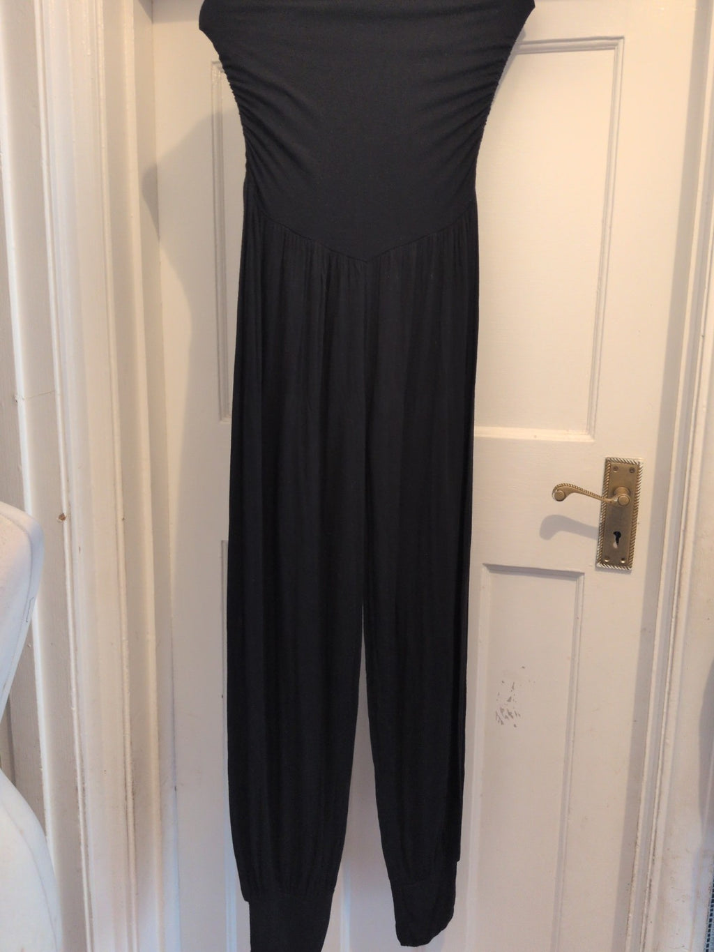 Ladies Medium Black Sleeveless Strapless Jumpsuit