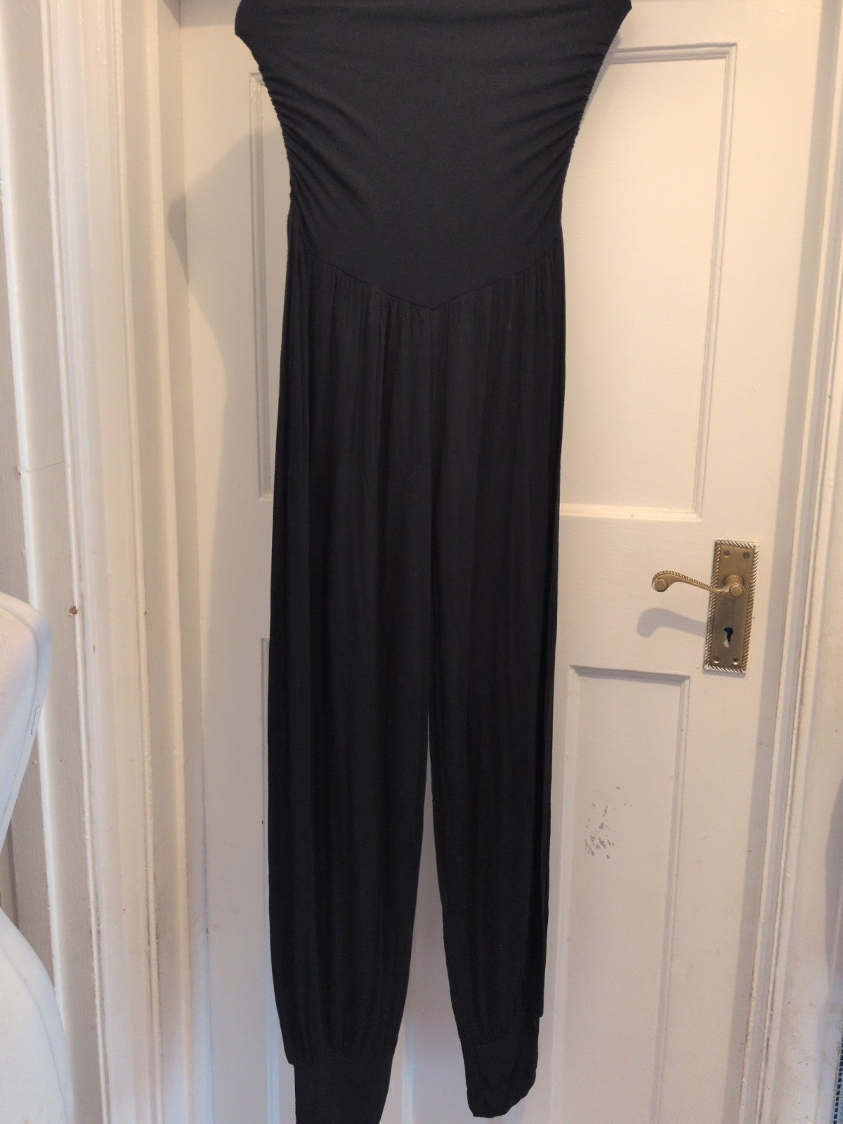 Ladies Medium Black Sleeveless Strapless Jumpsuit