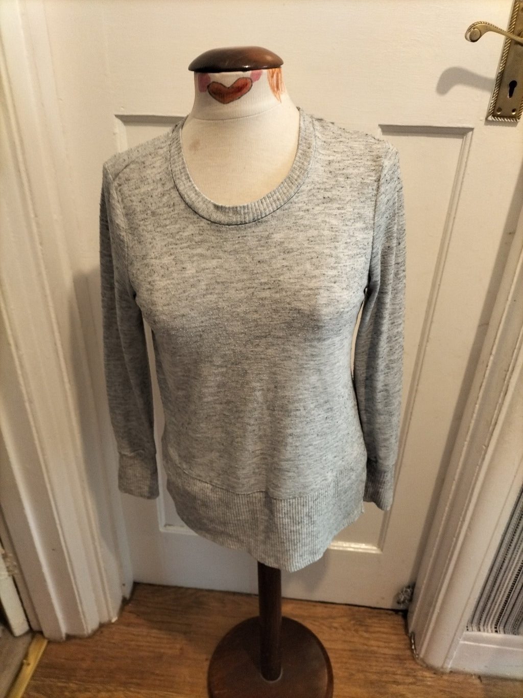 Ladies George Size Small Grey Long Sleeved Lightweight Jumper(Bobbling)