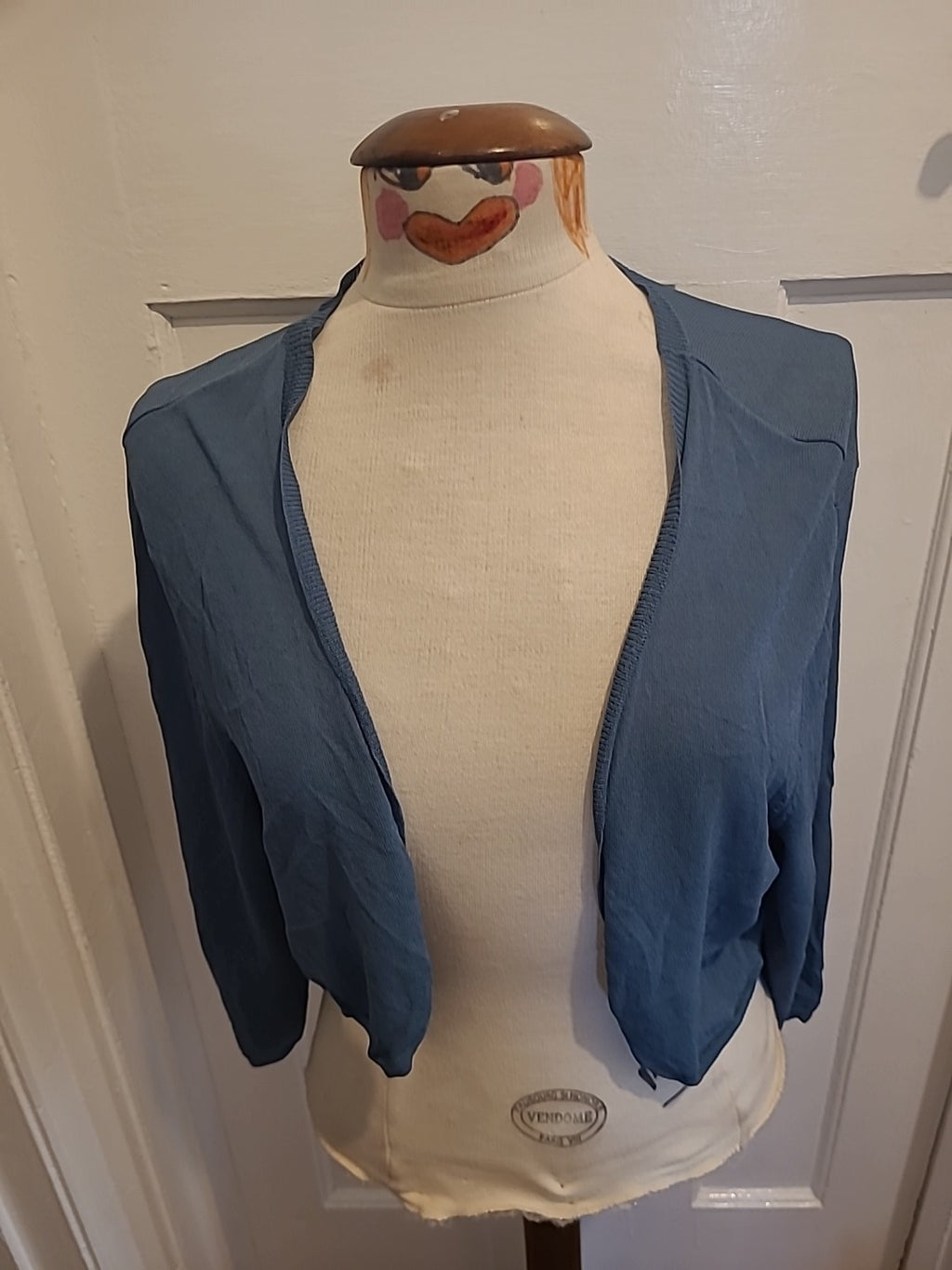 Ladies Monsoon Size Small Grey Teal Shoulder Waterfall Cardigan