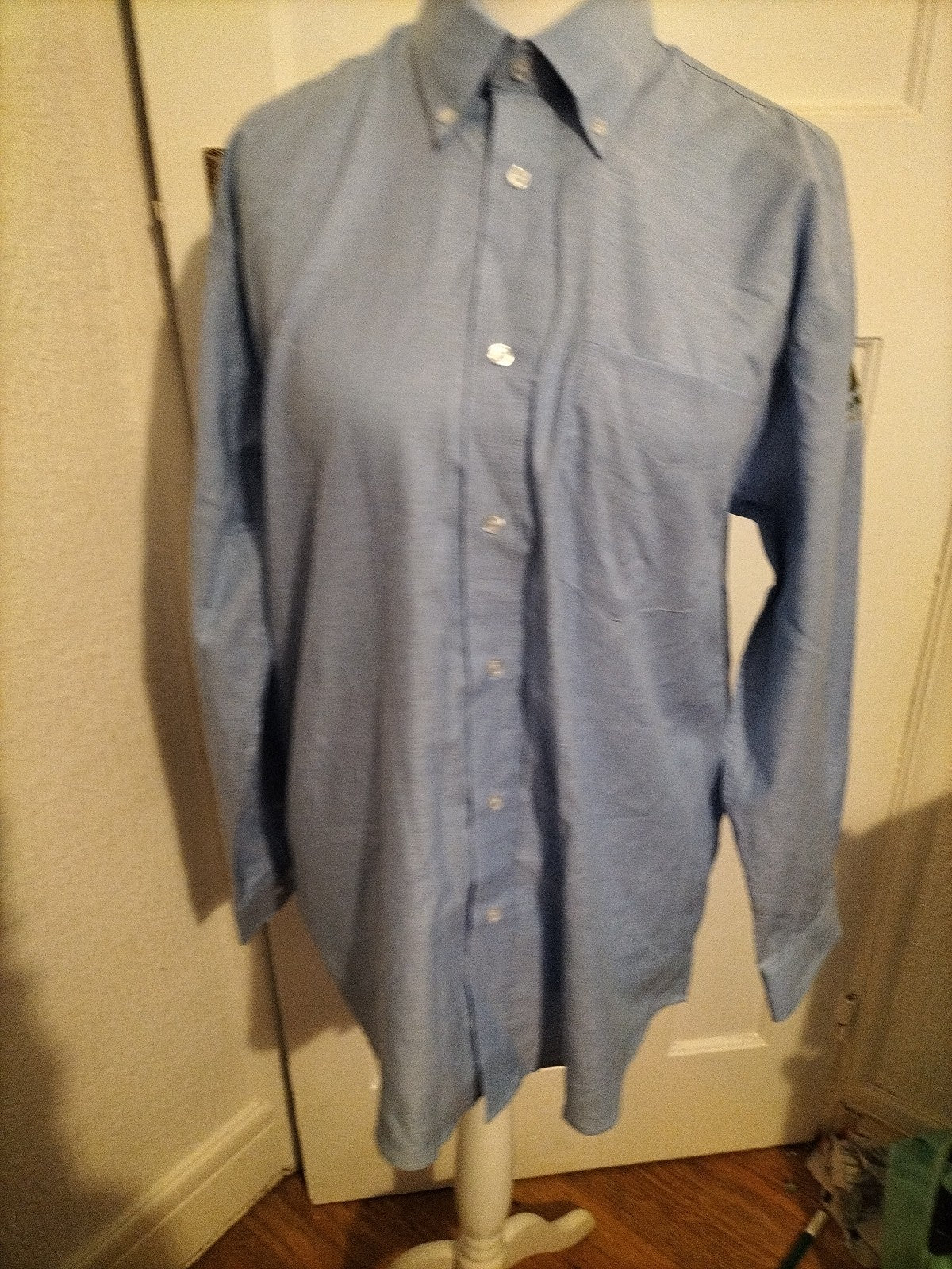 Mens Kustom Kit Size 16" Blue Classic Fit Long Sleeved Shirt