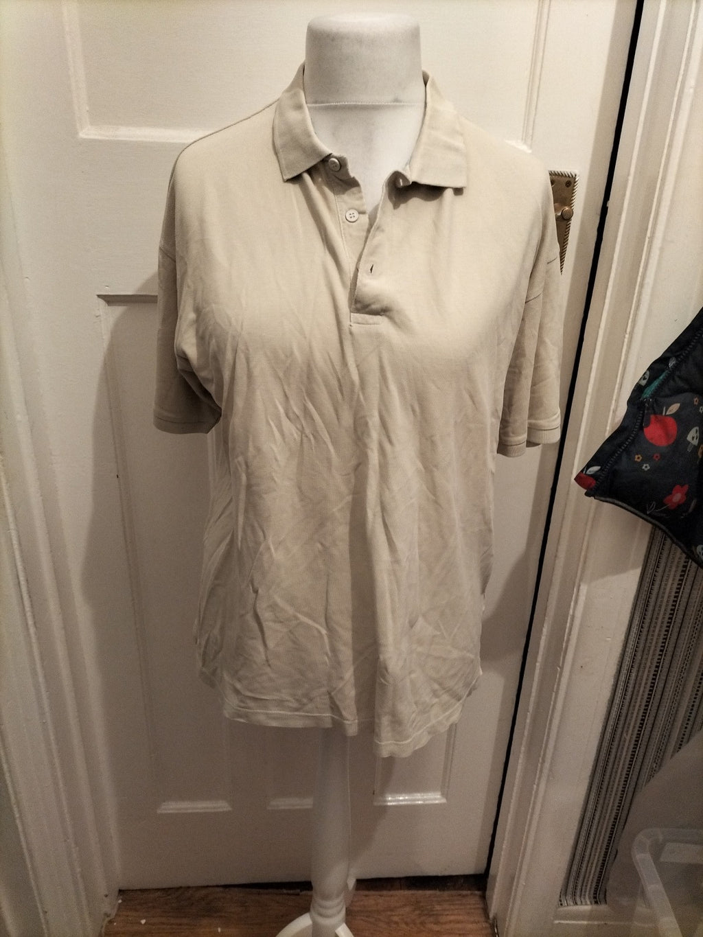Mens Zantos Size L Pale Beige Short Sleeved Polo Slight Damage On Inside Neck