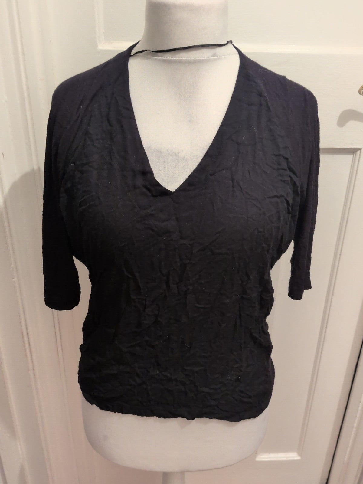 Zara Small Black Short Sleeve Blouse