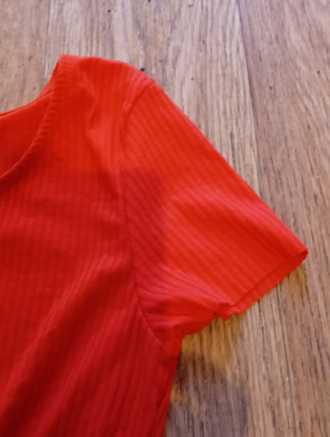 Ladies Size XS Orange Ribbed Knot Detail Crop Top