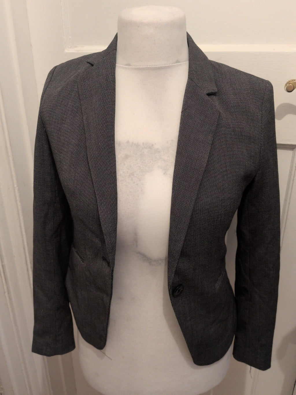 H&M 10 Grey Fleck Lined Padded Blazer