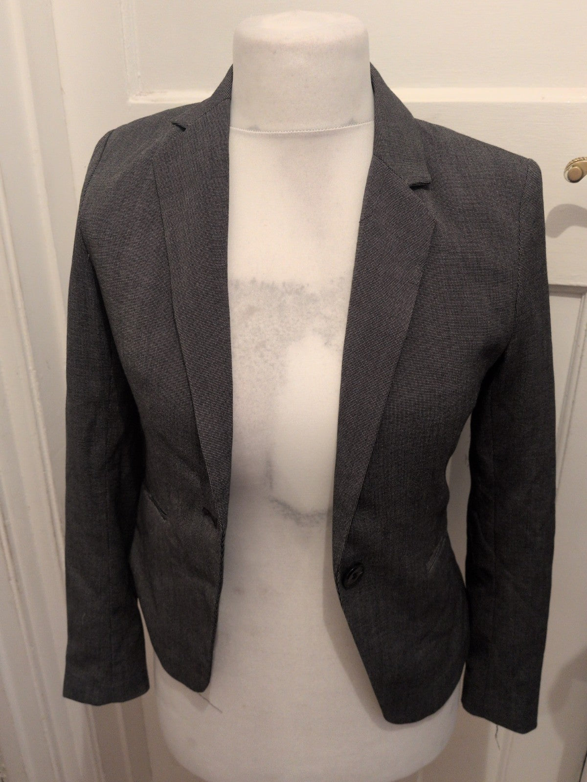 H&M 10 Grey Fleck Lined Padded Blazer