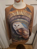 Ladies Size Medium Brown Owl Long Sleeved Tshirt
