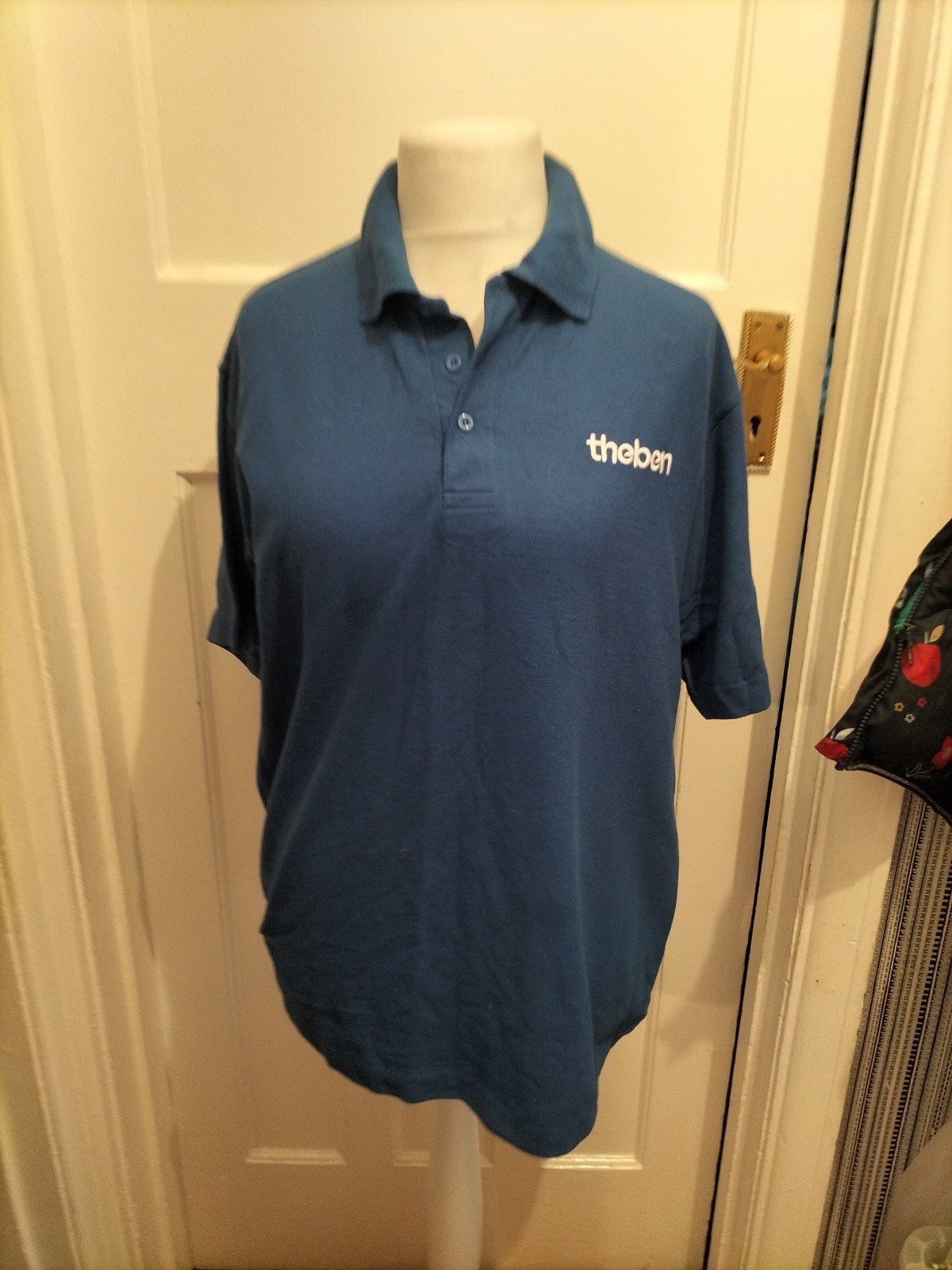 Mens Uneek Size Large Royal Blue Short Sleeved Print Polo