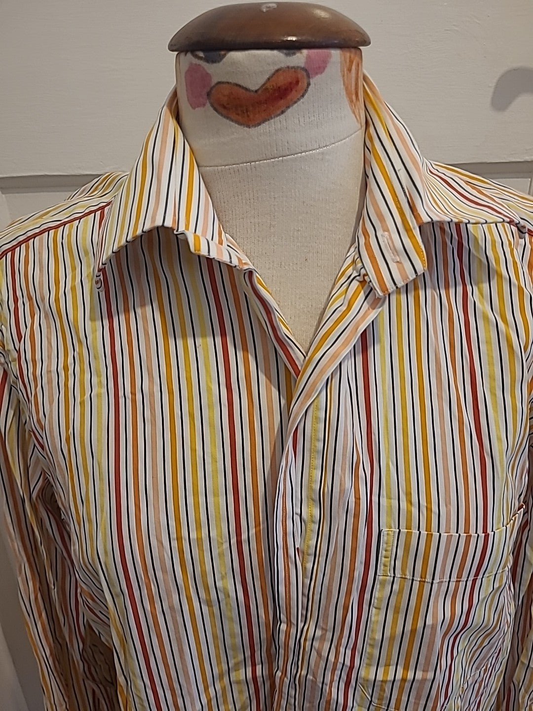 Mens Dunhill Size Large Multicoloured Striped Long Sleeved Shirt