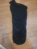 Ladies Missguided Size 4 Black Ruched One Shoulder Dress