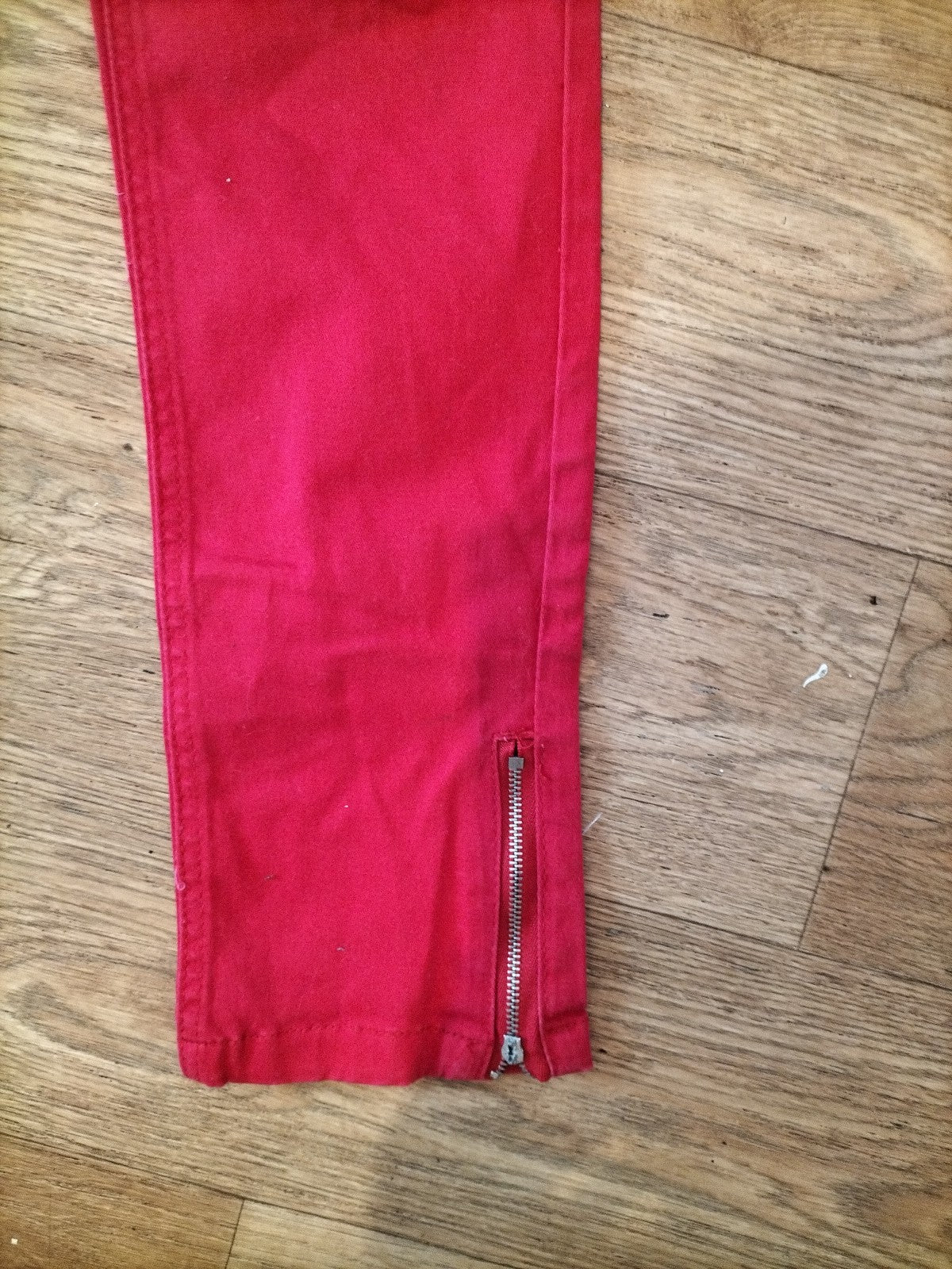 Ladies Primark Size 6 Red Zipped Ankles Denim Jeans