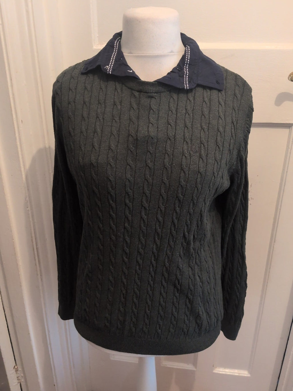 Lincoln Medium Green Collared Long Sleeve Jumper
