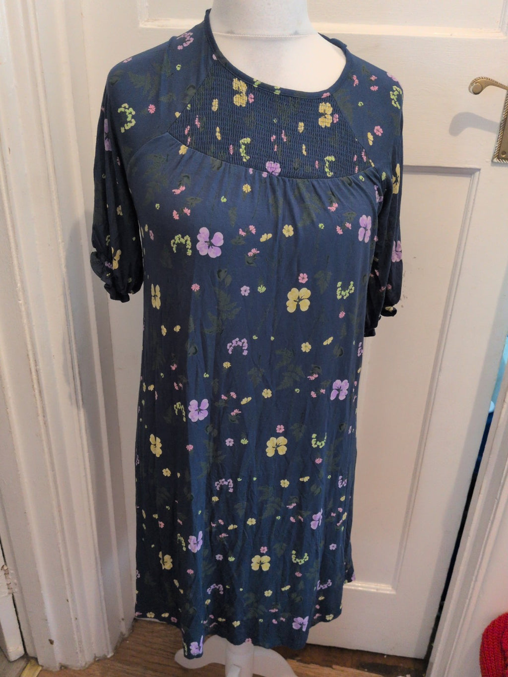 Next 8 Teal Floral Short Sleeve Dress