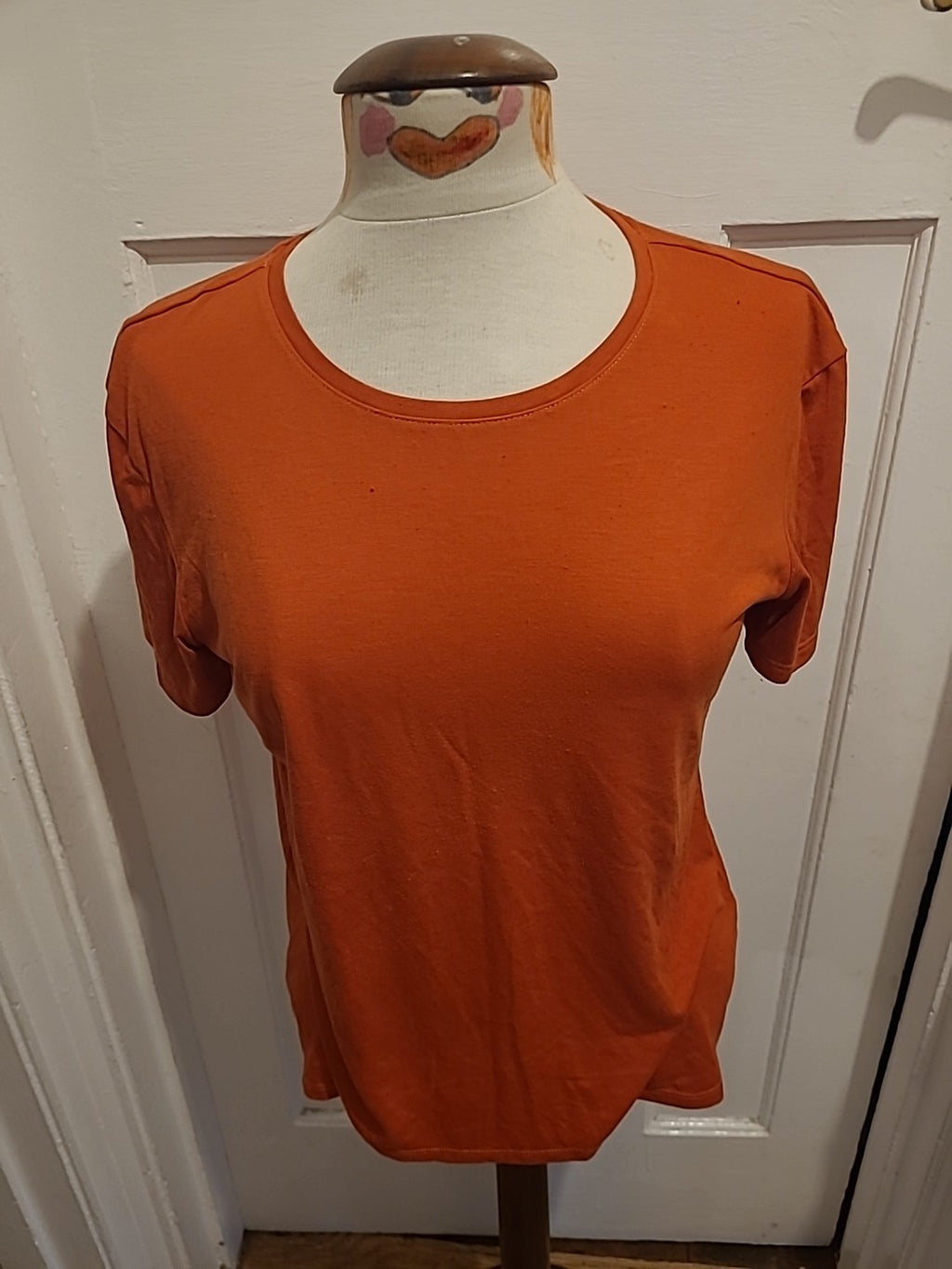 Ladies Marks And Spencer Size 10 Relaxed Fit Orange Tshirt