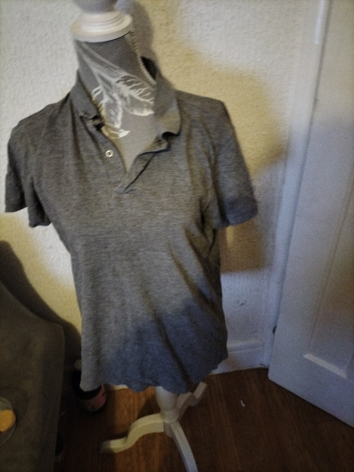 Mens Medium Regular Fit Grey Short Sleeved Polo