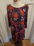 Ladies George Size 16 Purple/Red/Pink Floral Short Sleeved Dress