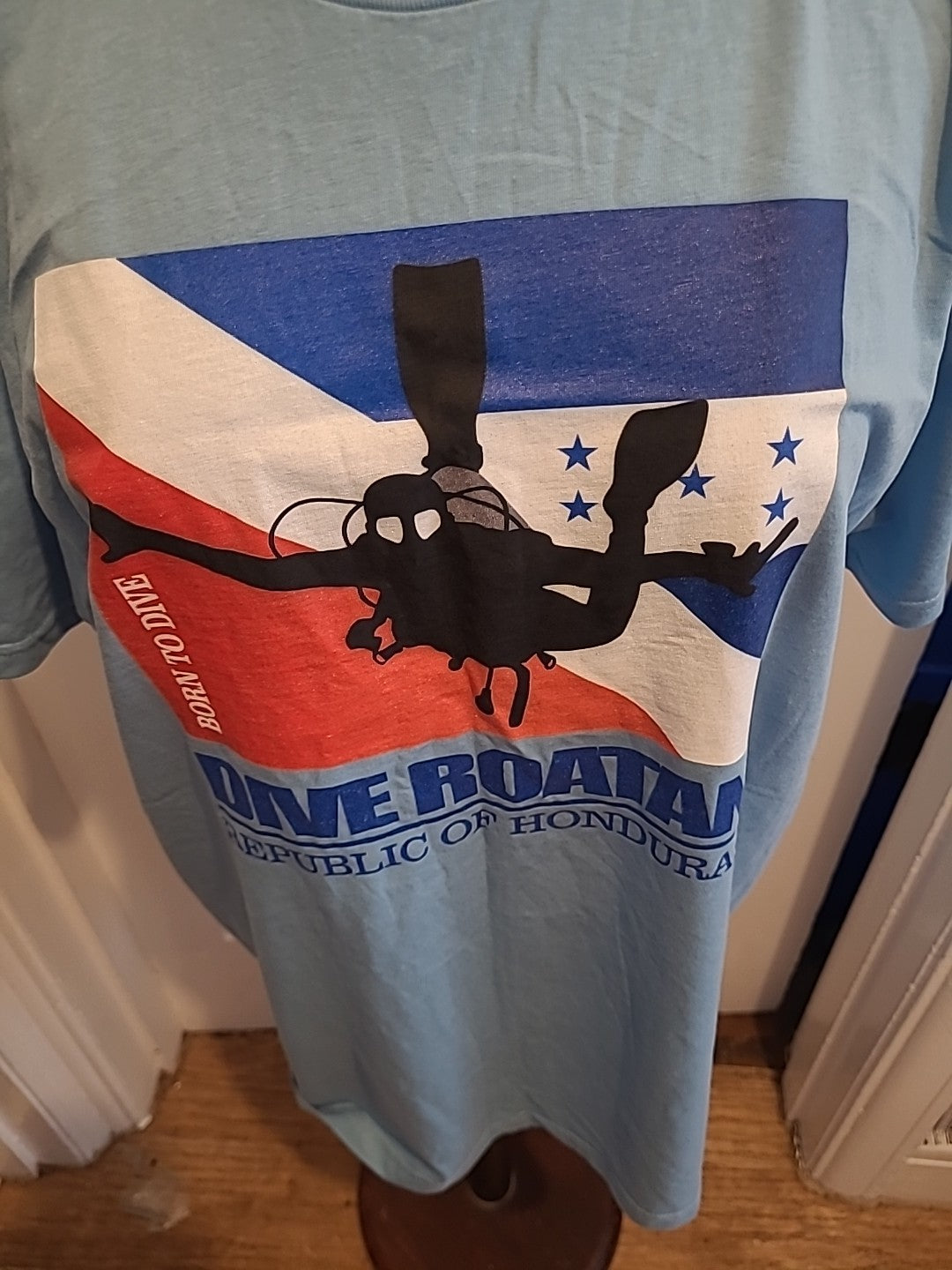 Mens Gildan Size Large Pale Blue Honduras Short Sleeved Tshirt