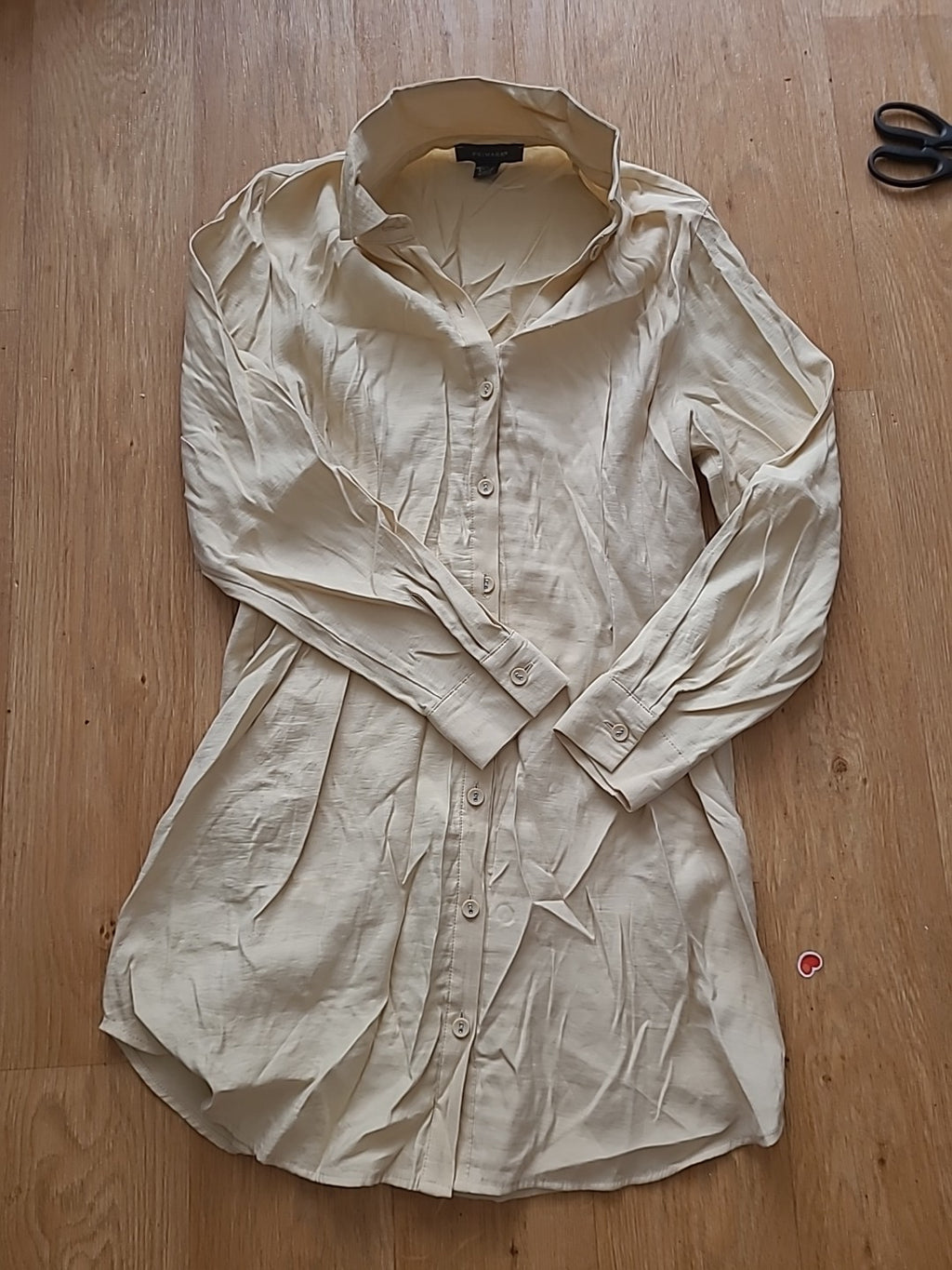 Primark 6 Beige Buttoned Long Sleeved Shirt Dress