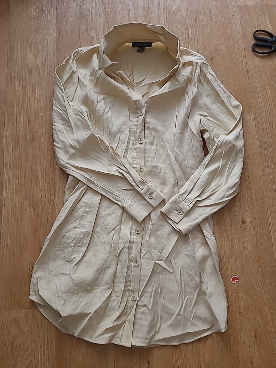 Primark 6 Beige Buttoned Long Sleeved Shirt Dress
