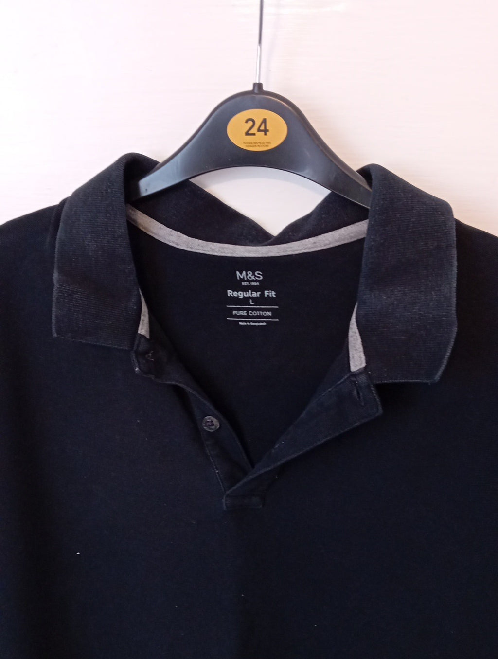 Mens M&S Black Polo Top Size Large