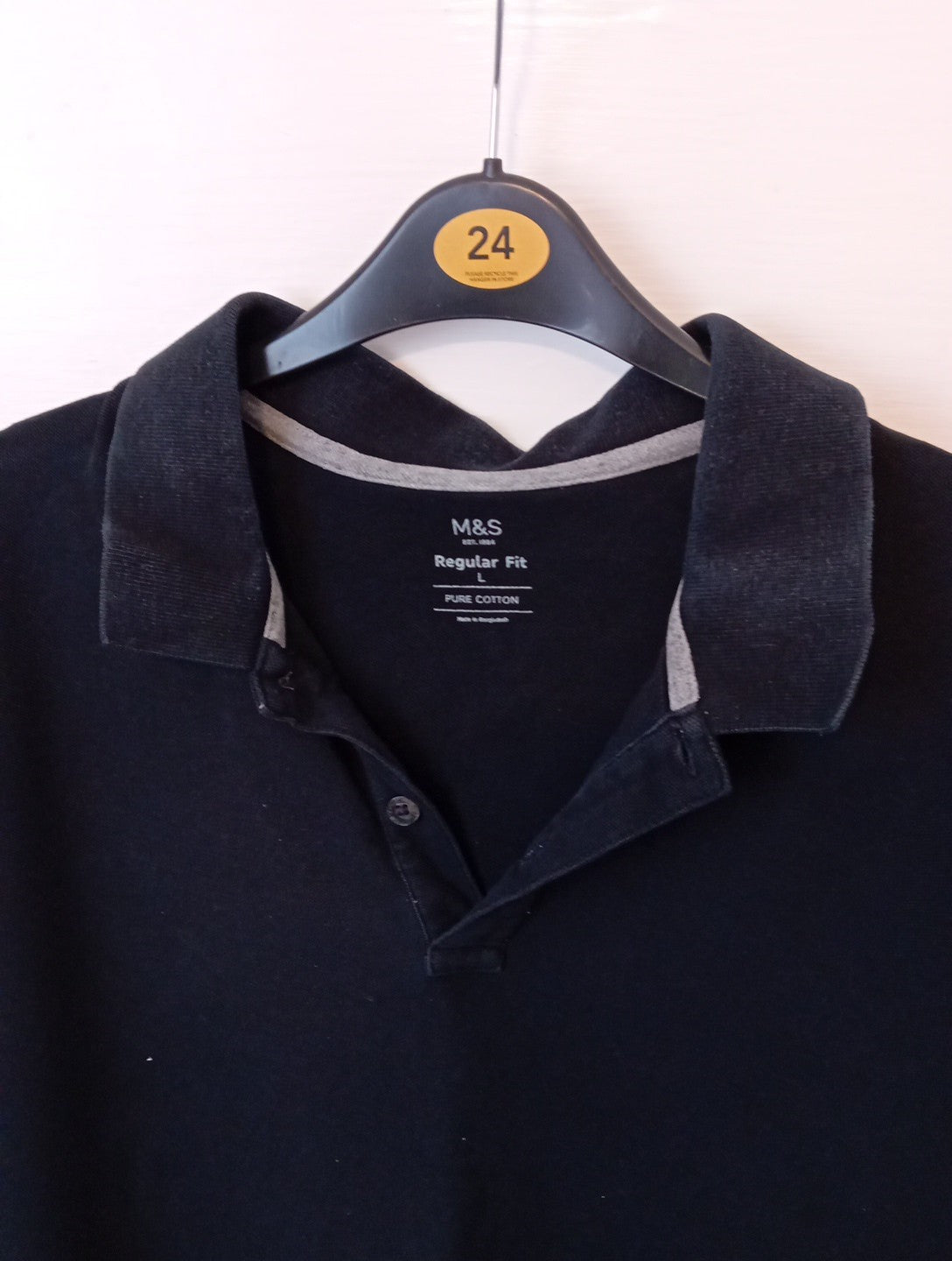 Mens M&S Black Polo Top Size Large
