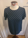 Ladies New Look Size 6 Dark Green White Spotted Short Sleeved Tshirt