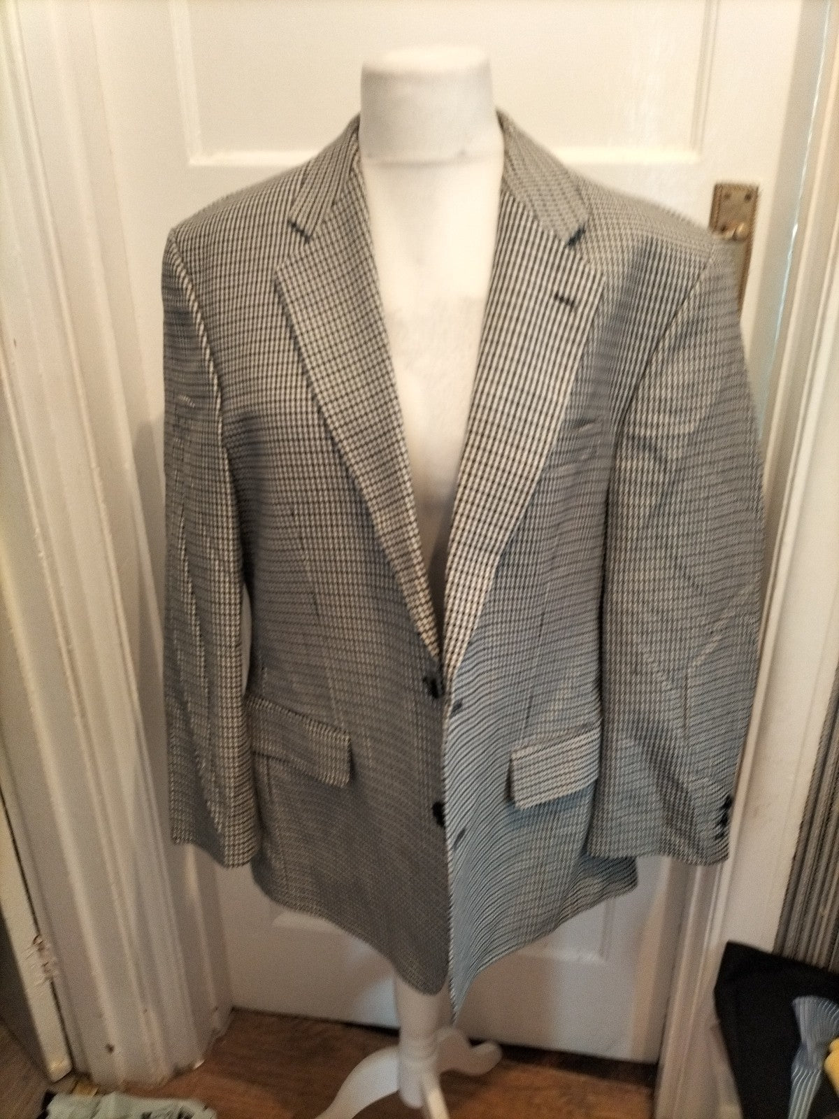 Mens BHS Size 42r Black Grey White Tuxedo Jacket
