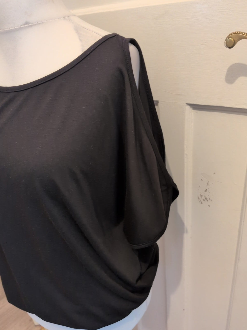 Shein Large Black Short Open Sleeves T-shirt