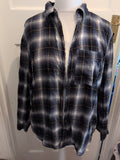 Primark 12-14 Navy Check Long Sleeve Over Shirt