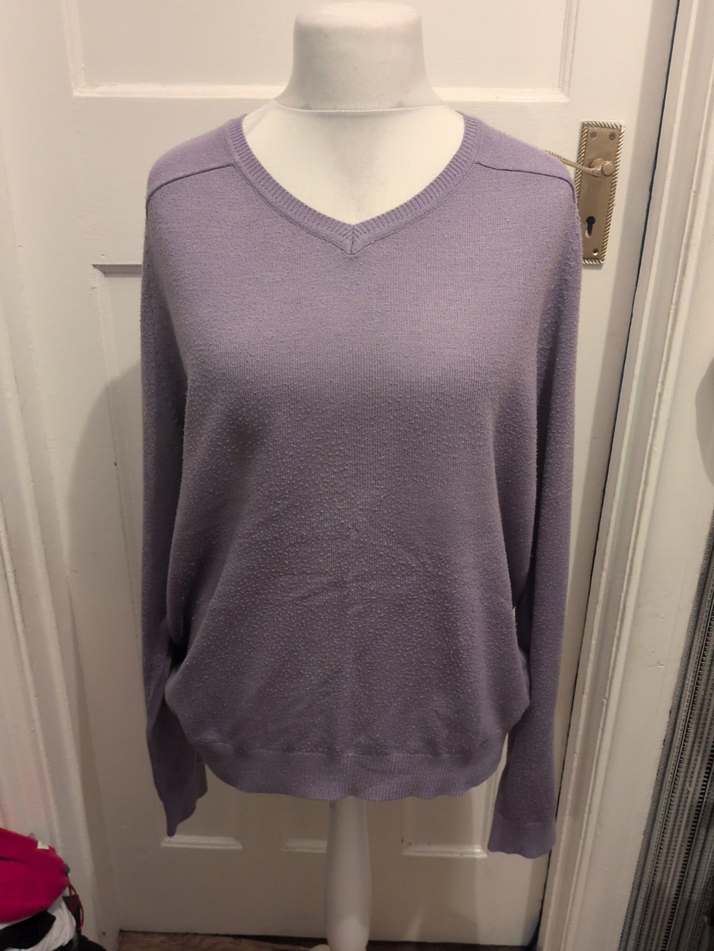 F&F Large Purple V Neck Jumper Bobbling