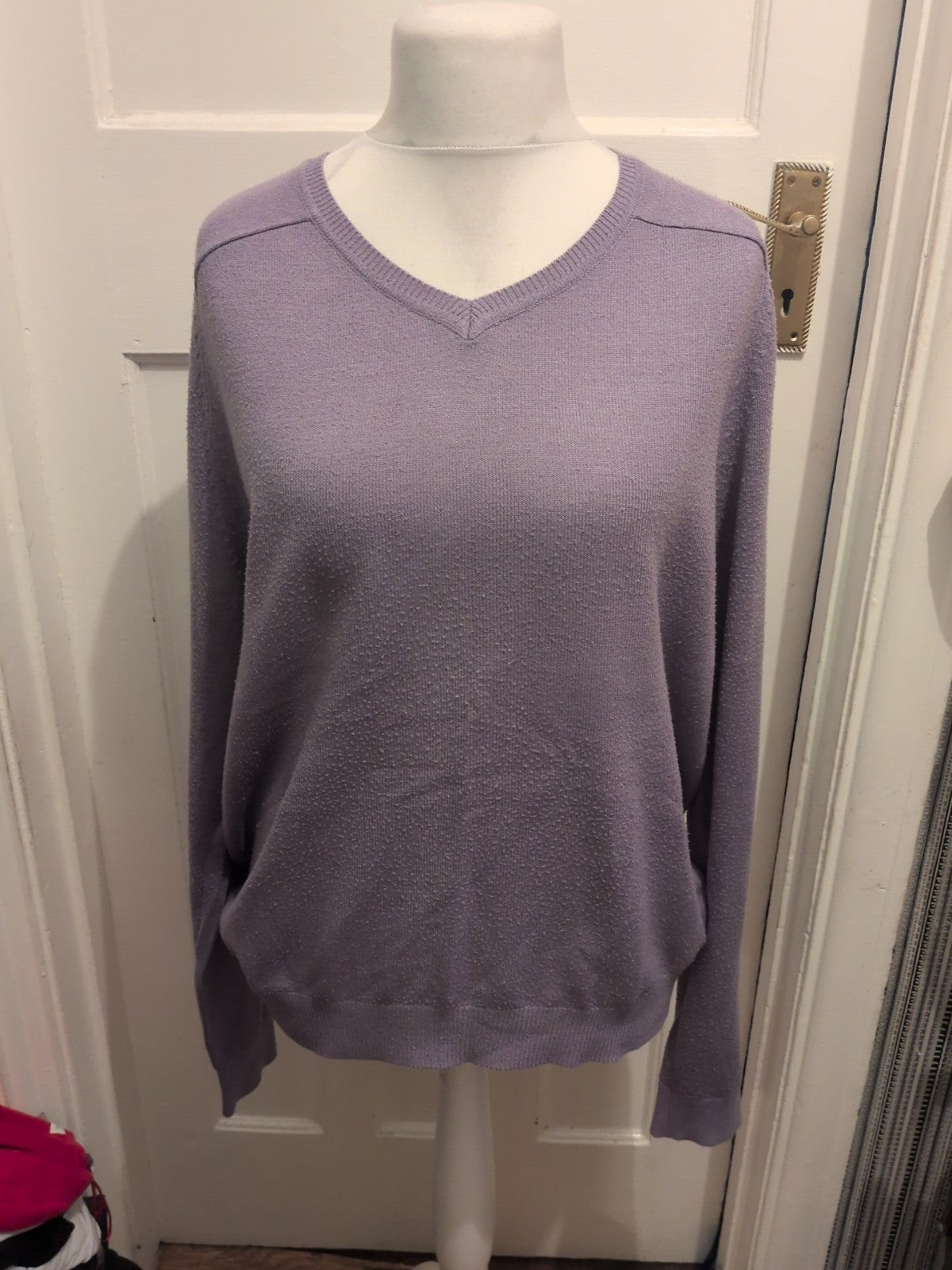 F&F Large Purple V Neck Jumper Bobbling