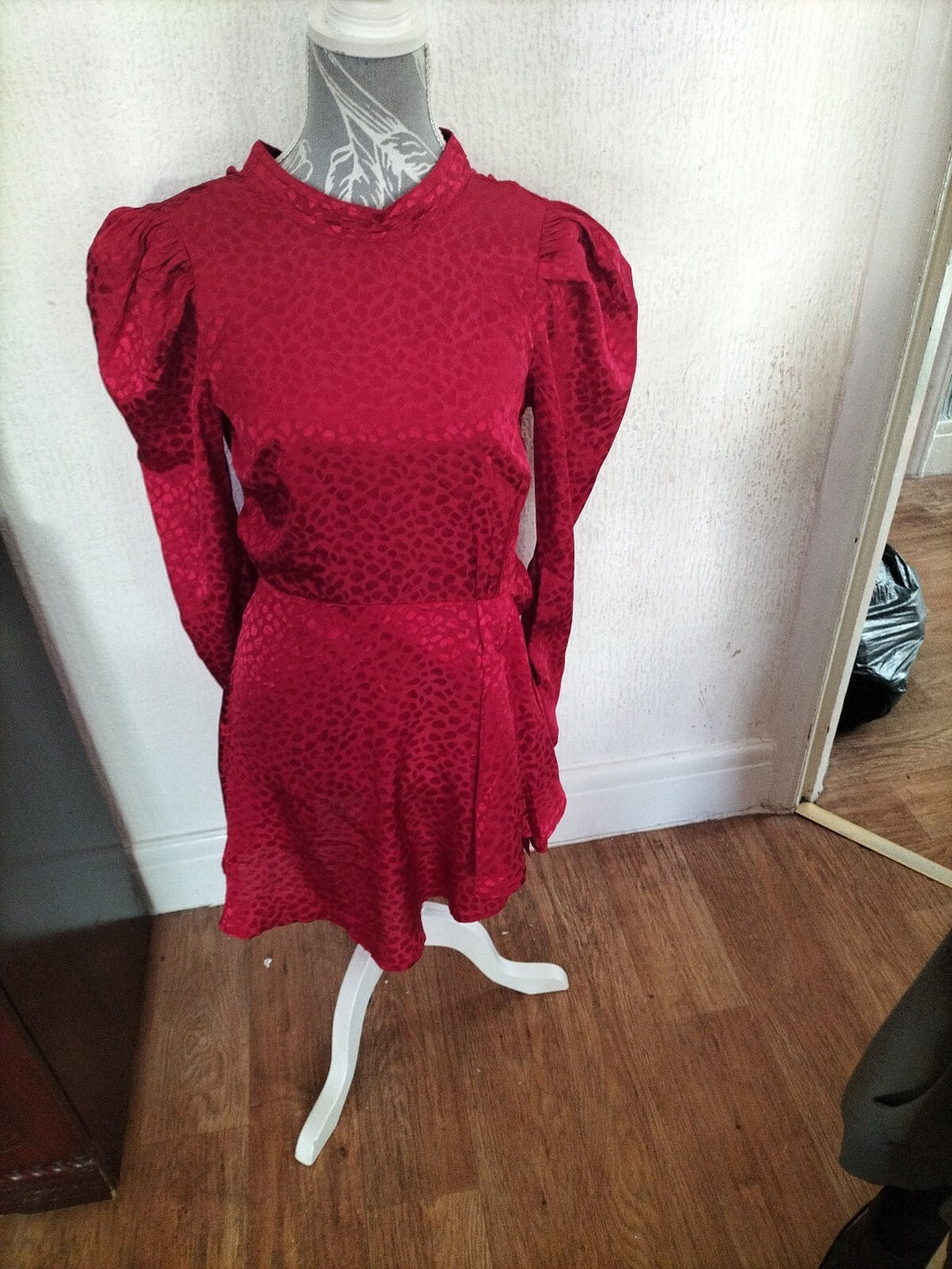 Ladies Asos Size 10 Red Long Sleeved Dress