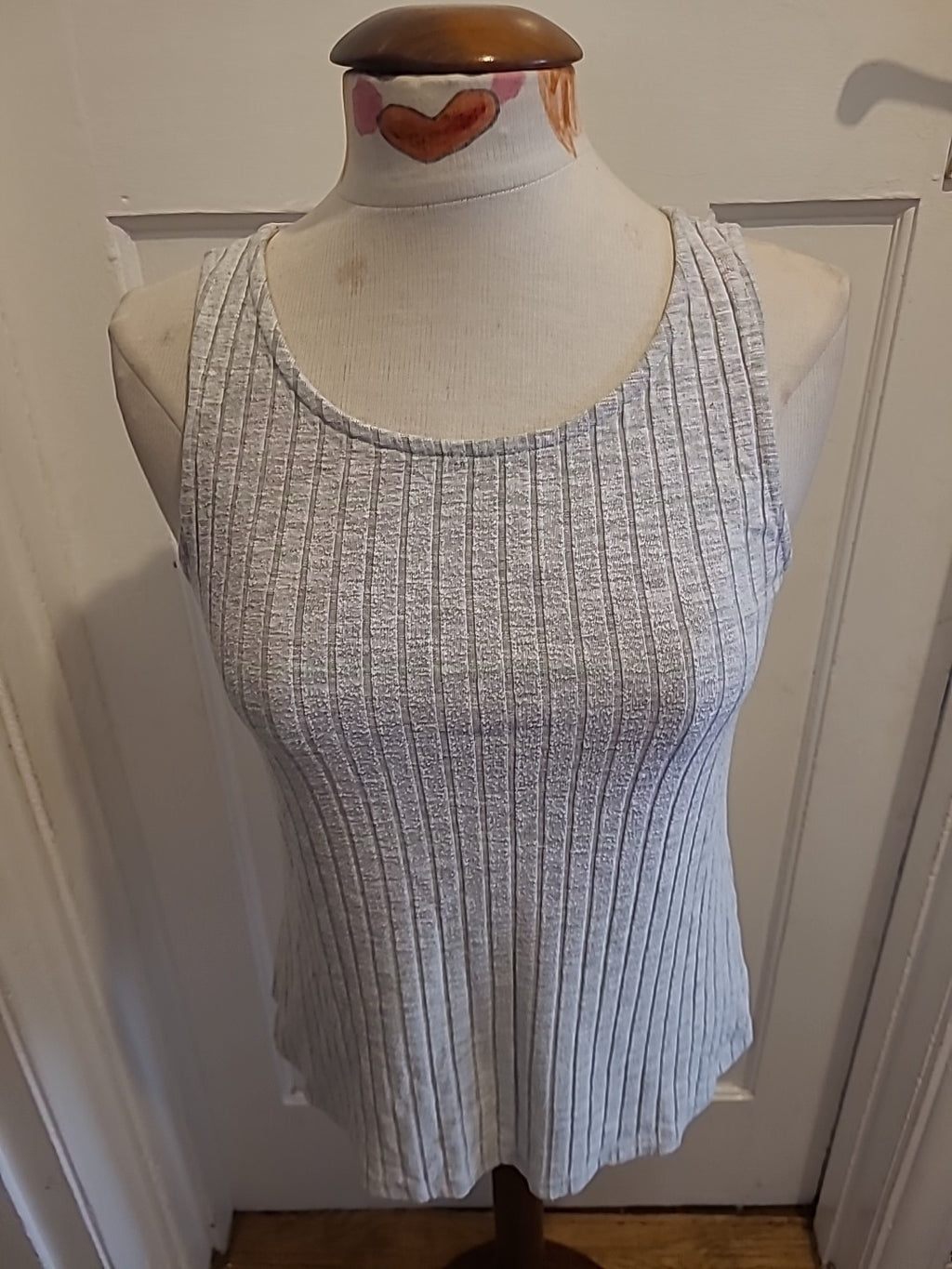 Ladies Dorothy Perkins Size 10 Grey Ribbed Sleeveless Vest Tank Tshirt
