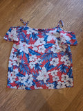 Ladies New Look Size 8 Red Blue Short Sleeved Cami Top