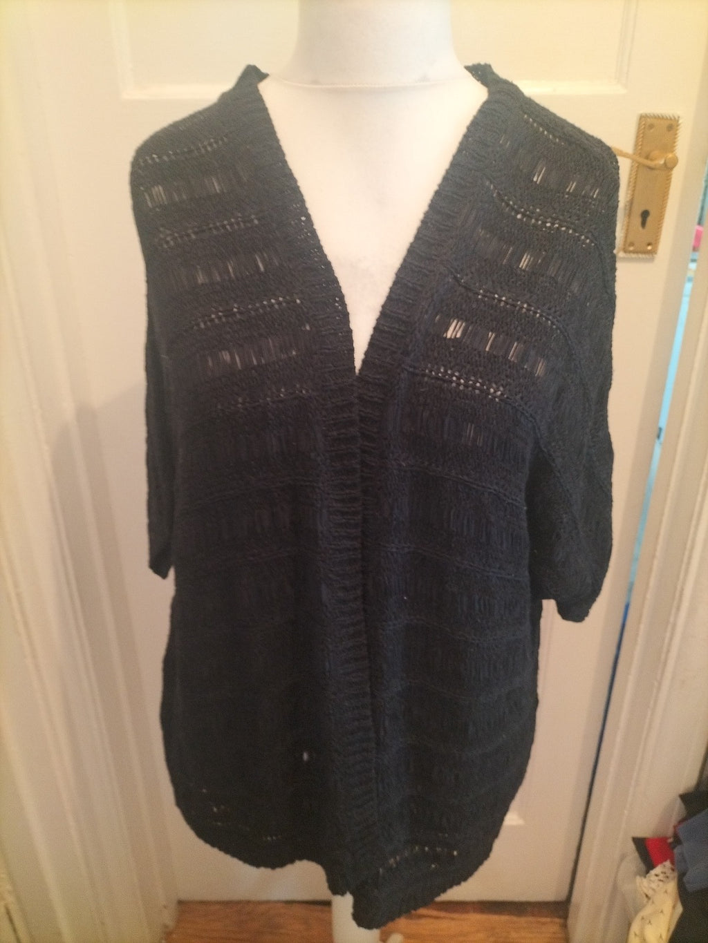 Ladies Peacocks Medium Black Cardigan Short Sleeved