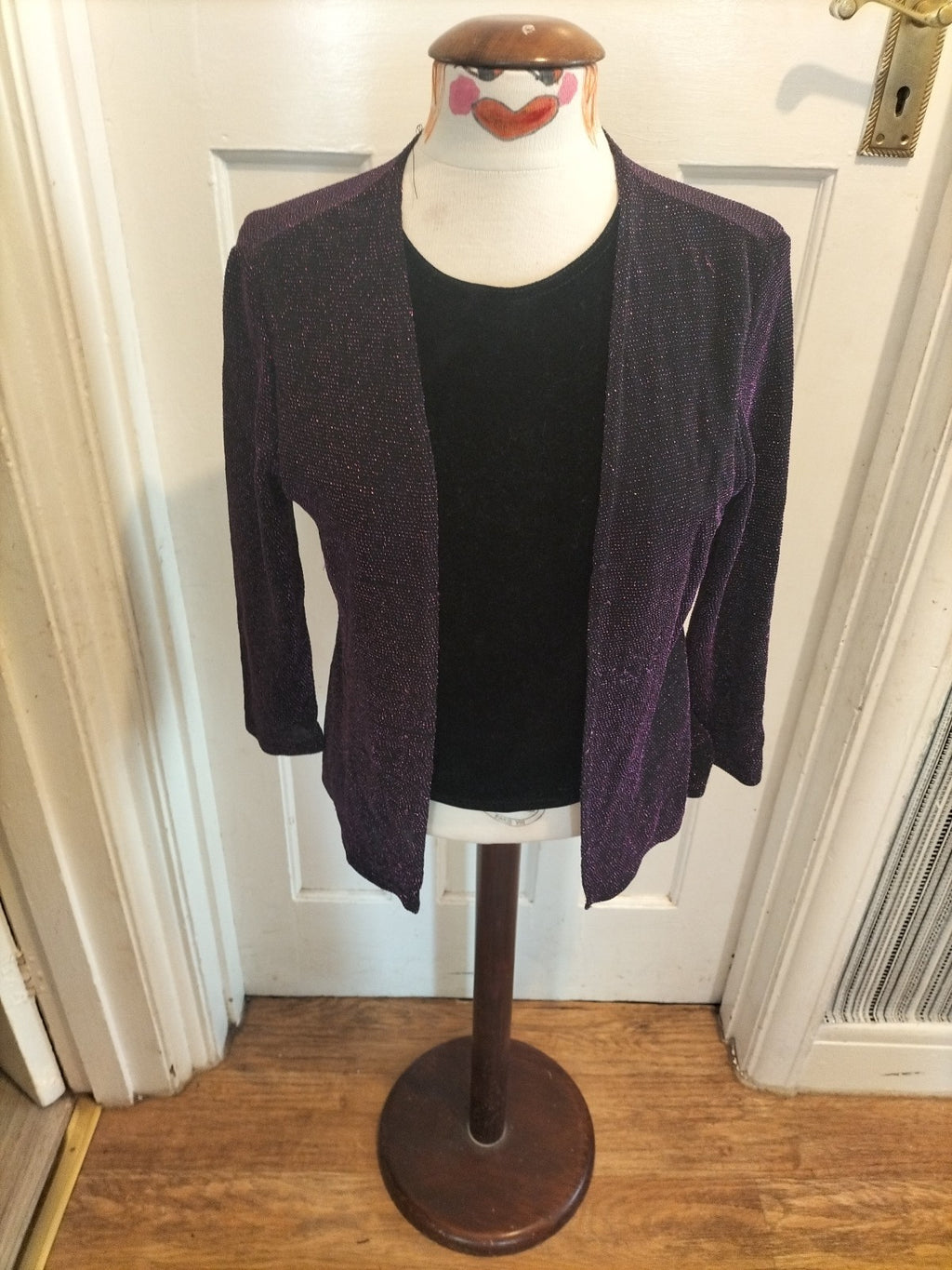 Ladies Mila Paoli Size 10 Purple Sparkle Long Sleeved Blouse