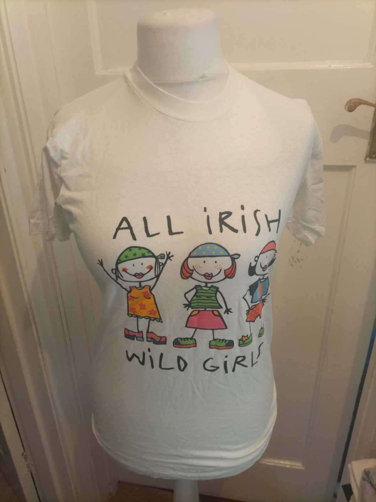 Medium White Irish Girls Short Sleeve Print T-shirt