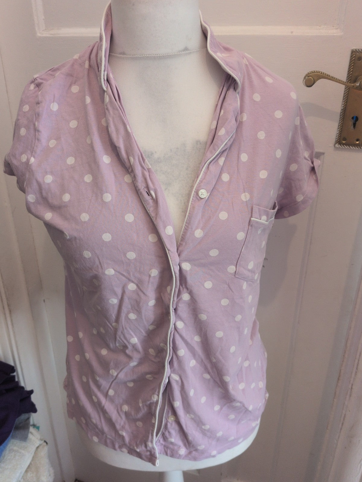 Tu 14 Purple Spot Short Sleeve Pyjama Top