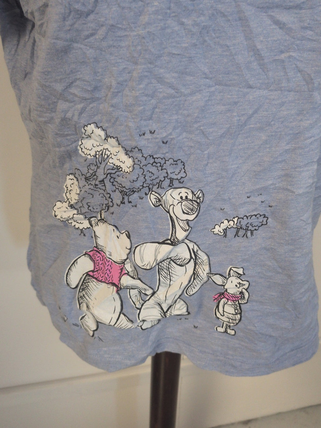 Ladies George Size 16-18 Blue Winnie The Pooh Print Short Sleeve T-shirt