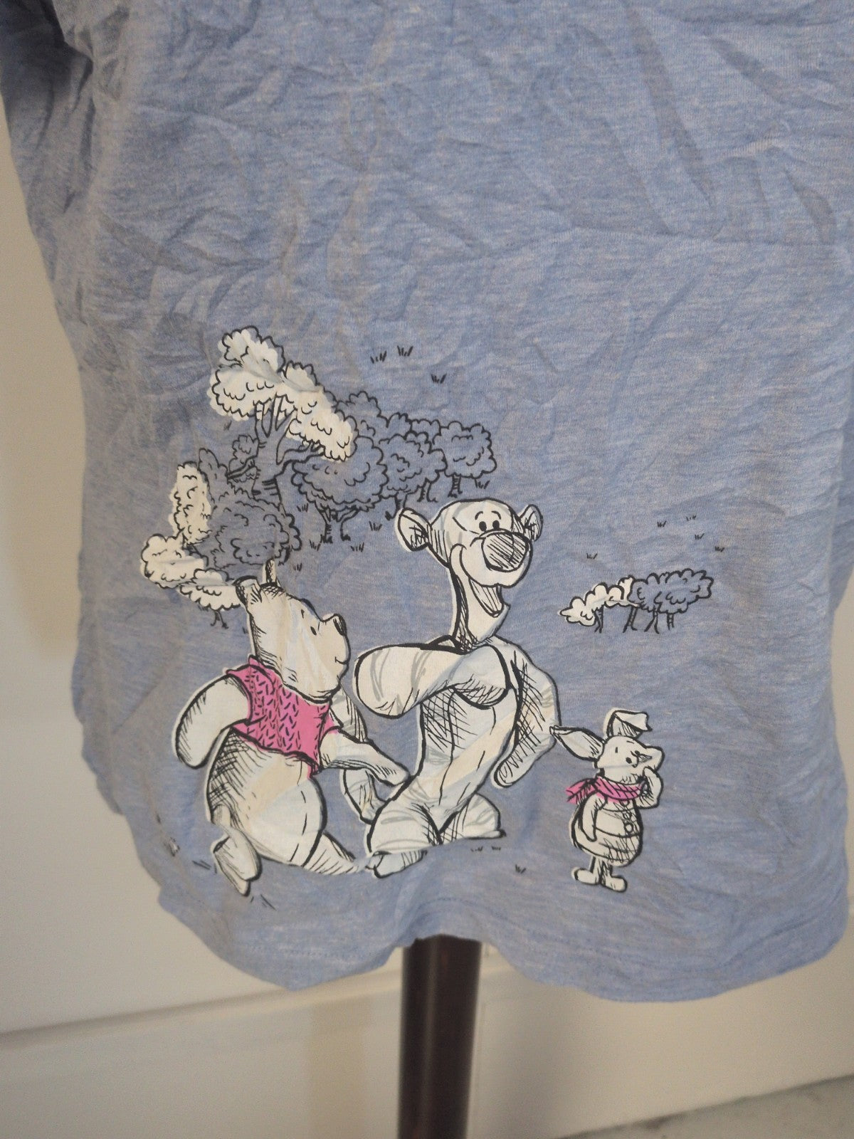 Ladies George Size 16-18 Blue Winnie The Pooh Print Short Sleeve T-shirt