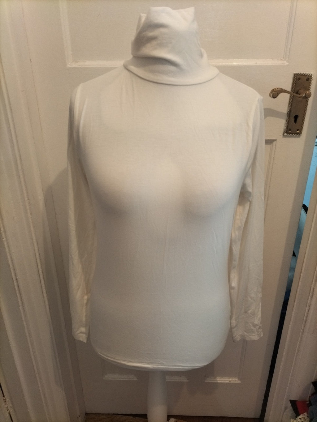 Tu Woman 14 Cream High Neck Long Sleeved Blouse